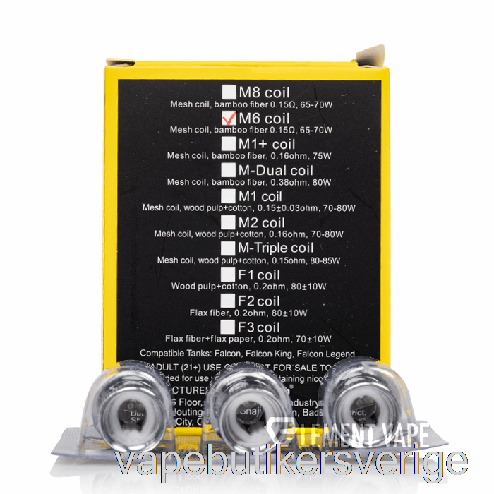 Vape Sverige Horizon Falcon Ersättningsspolar 0,15ohm M6 Mesh Coils